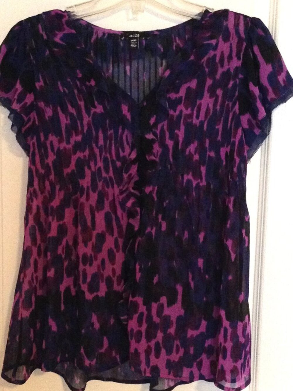 Jacob Women's Sheer Top Blouse Button Down Size TP / XS Short Sleeves Fairy